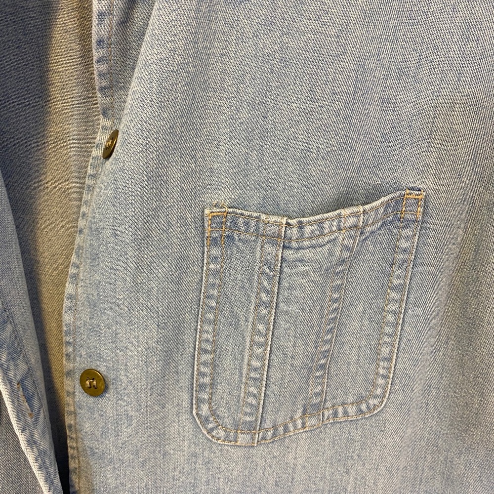 SOLD!!! Y2K Short Sleeve Denim Shirt Dress w/Slits - Picture 4 of 6